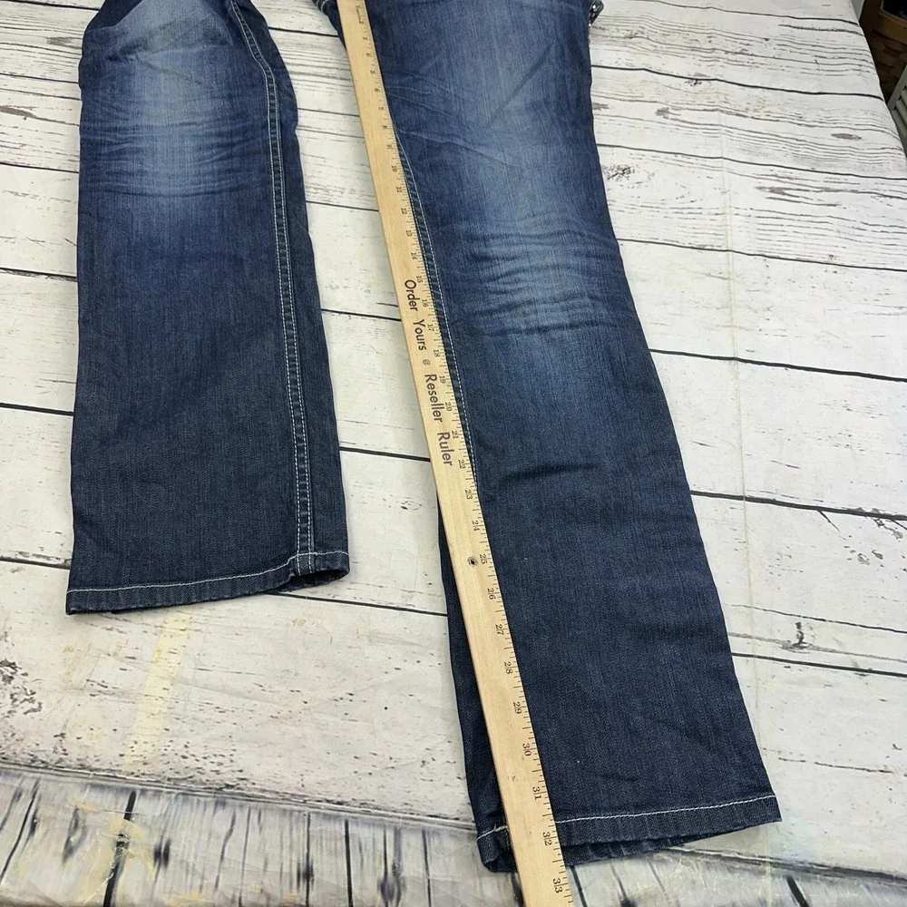 COOGI Jeans Womens 9/10 Dark Wash Gold Stud Zip Pocket Low Rise Straight Leg